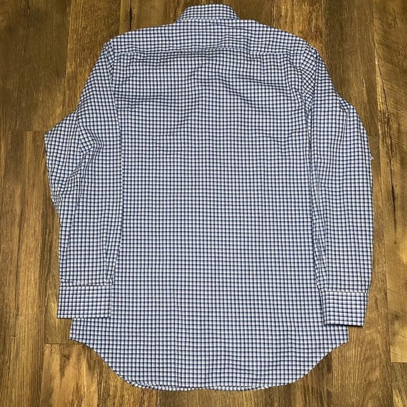 Tailorbyrd Button Up Mens XLT Blue White Geometric Plaid Office Casual Shirt - Picture 5 of 6